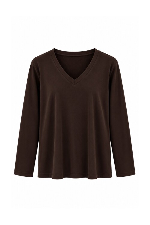 V Yaka Oversize Basic Bluz