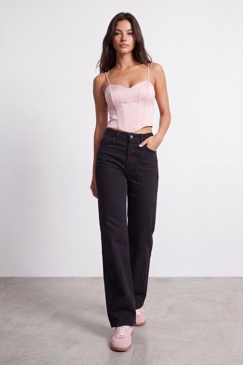Yüksek Bel Kot Pantalon