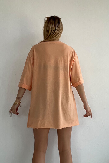 Somon Bisiklet Yaka Duble Kol Oversize Pamuklu Basic T Shirt