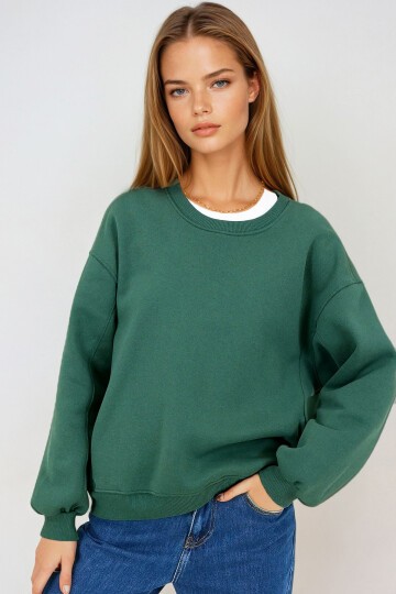 Bisiklet Yaka Oversize Basic Sweatshirt