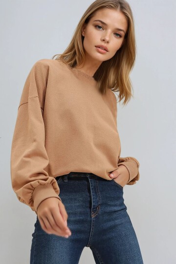 Bisiklet Yaka Oversize Mevsimlik Basic Sweatshirt