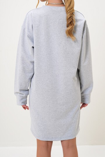 Bisiklet Yaka Sweatshirt Elbise