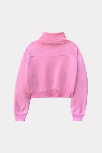 Dik Yaka Fermuarlı Sweatshirt