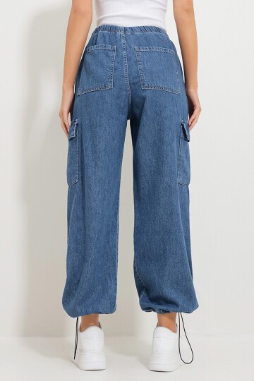 Beli Ve Paçası Lastikli Cepli Kargo Jogger Pantolon