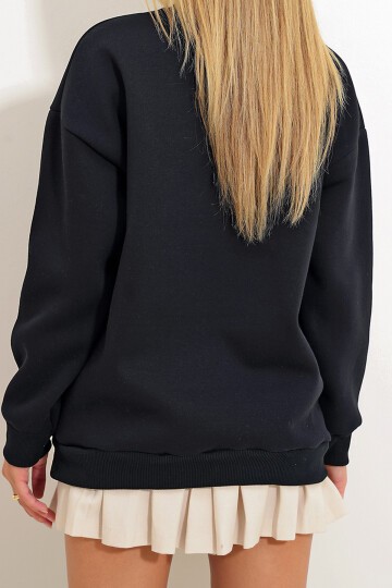 Bisiklet Yaka Basic Sweatshirt