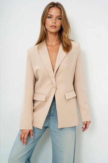 İçi Astarlı Tek Düğmeli Blazer Ceket