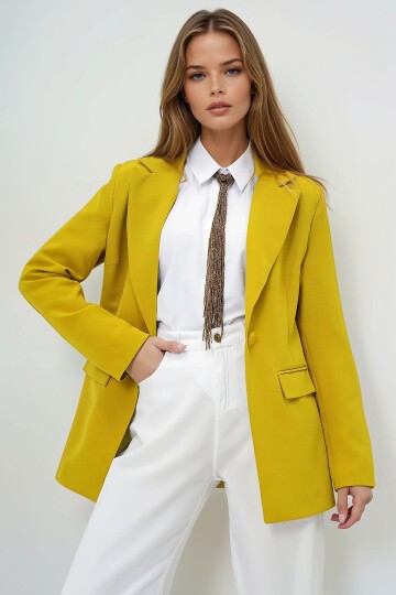 İçi Astarlı Tek Düğmeli Blazer Ceket