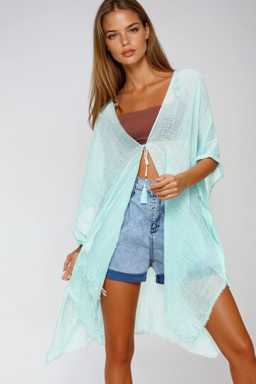 Yeşil Oversize Pamuklu Kimono