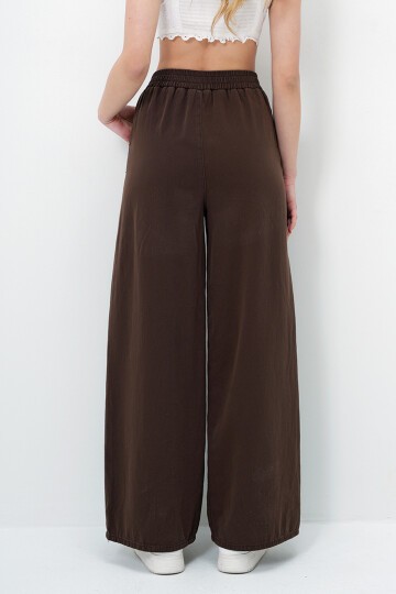 Çift Cepli Gabardin Palazzo Pantolon