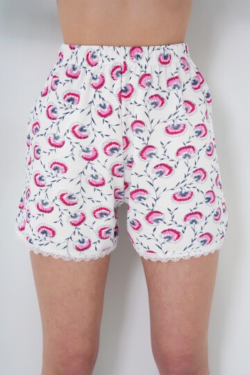 Fisto Detaylı Pamuklu Geniş Yaka Gömlek Ve Şortlu Pijama Takımı