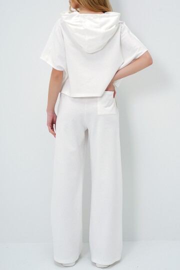Kapüşonlu Oversize Crop Ve Çift Cepli Pantolon Takım