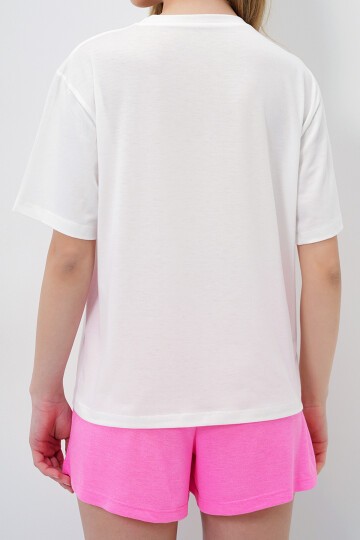 Limon Baskılı Pamuklu Basic T-Shırt Ve Şortlu Pijama Takımı