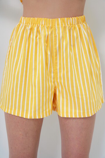 Yazlık Pamuk Örme Gömlek Ve Şort Pijama Takım