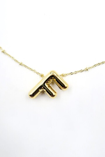 3 Boyutlu F Harfi Gold Kolye