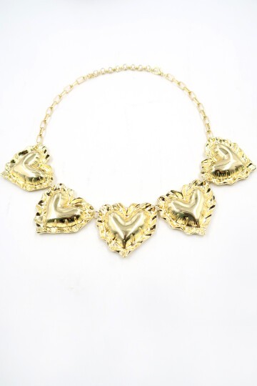3 Boyutlu Kalpli Choker Kolye