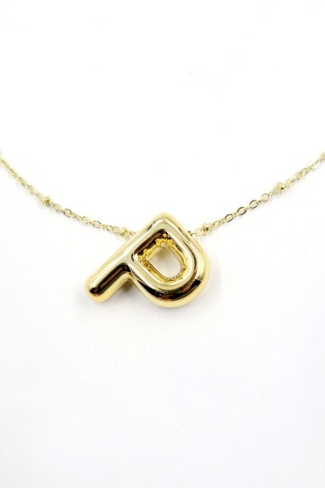 3 Boyutlu P Harfi Gold Kolye
