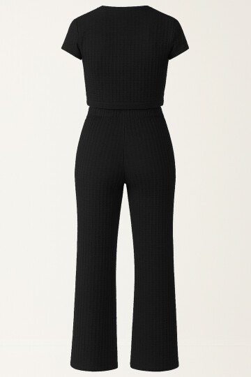 Bağlama Detaylı Crop Bluz Ve Pantolon Takım