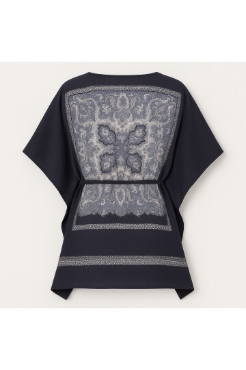 Etnik Desenli Oversize Bağlamalı Bluz