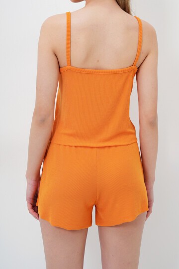 İp Askılı Dantel Detaylı Bluz, Şort Ve Pantolonlu 3 Lü Set Pijama Takımı