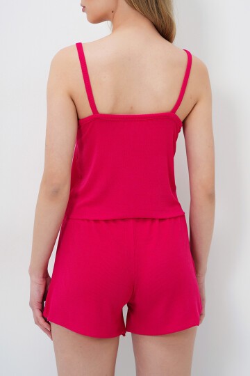 İp Askılı Dantel Detaylı Bluz, Şort Ve Pantolonlu 3 Lü Set Pijama Takımı