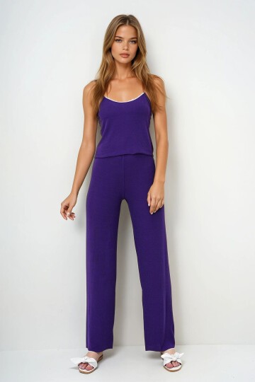 İp Askılı Dantel Detaylı Bluz, Şort Ve Pantolonlu 3 Lü Set Pijama Takımı