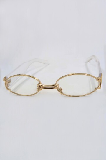 Oval Kesim Metal Gold Çerçeveli Şeffaf Güneş Gözlüğü