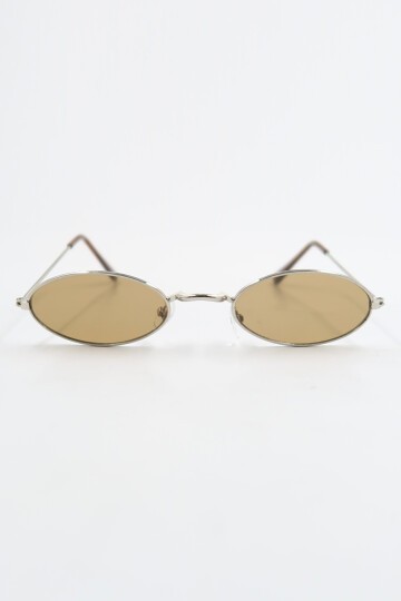 Oval Şekilli Gold Metal Çerçeveli Güneş Gözlüğü