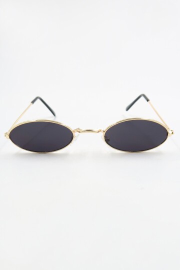 Oval Şekilli Gold Metal Çerçeveli Güneş Gözlüğü