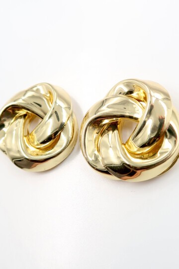 Sarmal Kabartmalı Gold Küpe