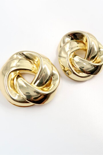 Sarmal Kabartmalı Gold Küpe