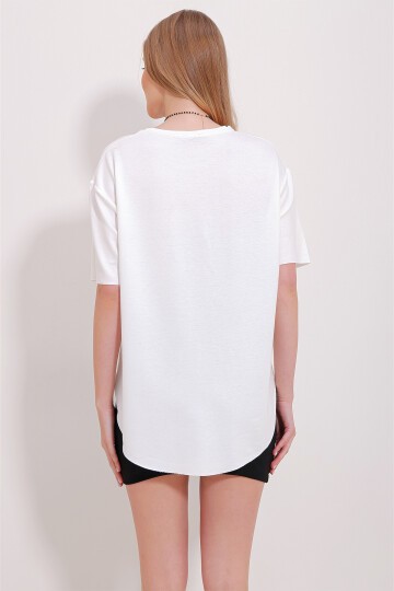 Beyaz Antrasit Bisiklet Yaka 2Li Paket Oval Kesim Modal T-Shirt