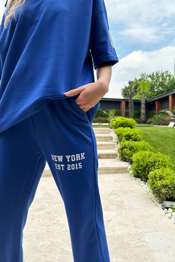 Saks Bisiklet Yaka Baskılı T-Shirt Ve Jogging Eşofman Takım