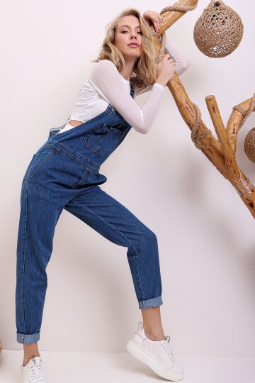 Koyu Mavi Denim Bahçıvan Salopet
