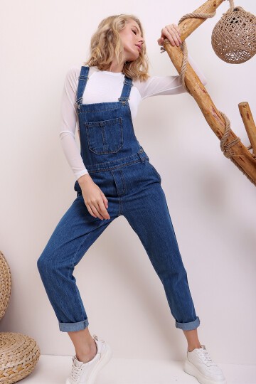 Koyu Mavi Denim Bahçıvan Salopet