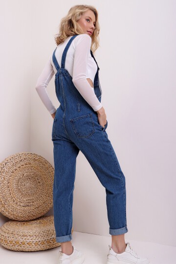Koyu Mavi Denim Bahçıvan Salopet