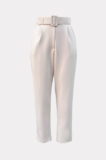 Bej Kemerli Pantolon