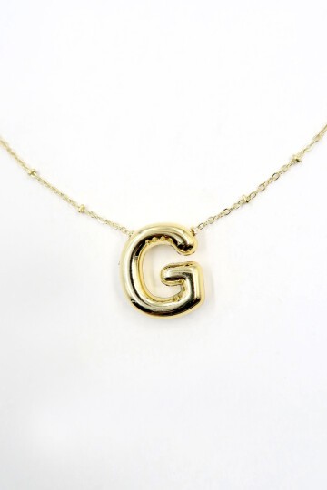 Gold 3 Boyutlu G Harfi Gold Kolye