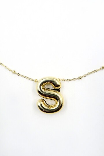 Gold 3 Boyutlu S Harfi Gold Kolye