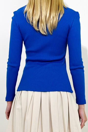 Saks V Yaka Kaşkorse Basic Bluz