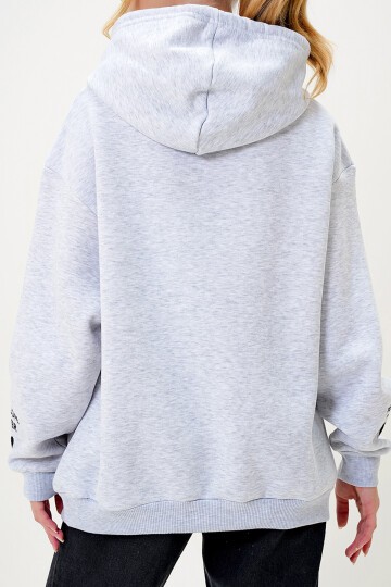 Grimelanj Kapüşonlu Önü Ve Kolları Nakışlı 3 İplik Şardonlu Sweatshirt