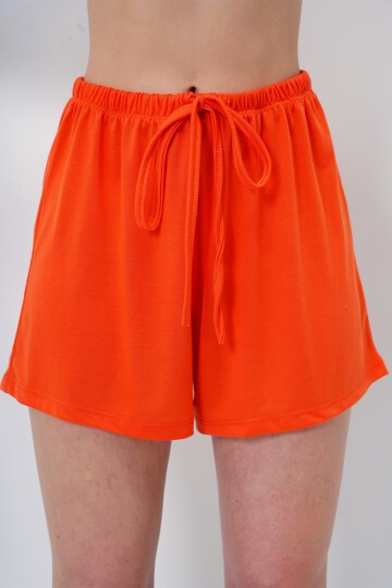 Turuncu Limon Baskılı Pamuklu Basic T Shırt Ve Şortlu Pijama Takımı
