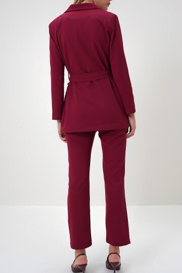Bordo İçi Astarlı Blazer Ceket Ve Pantolonlu Alt Üst Takım