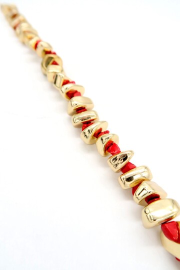 Gold Asimetrik Taş Ve Mine Taşlı Kolye