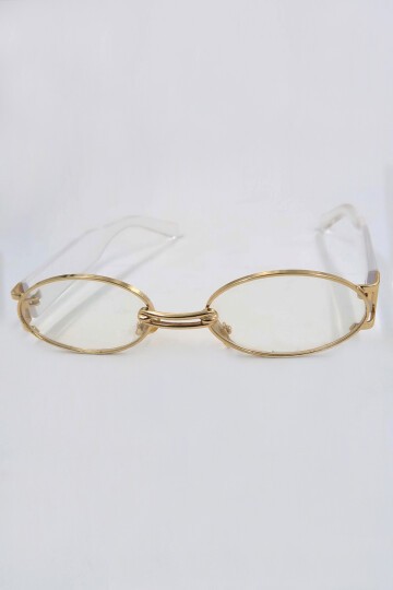 Gold Oval Kesim Metal Gold Çerçeveli Şeffaf Güneş Gözlüğü
