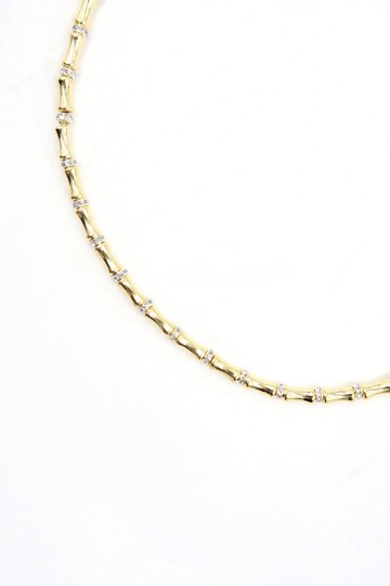 Gold Zirkon Taşlı Sıralı Küçük Zincir Kolye