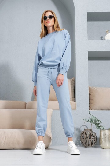 Bebemavi Bisiklet Yaka Beli Ve Paçası Lastikli İki İplik Basic Eşofman Takımı