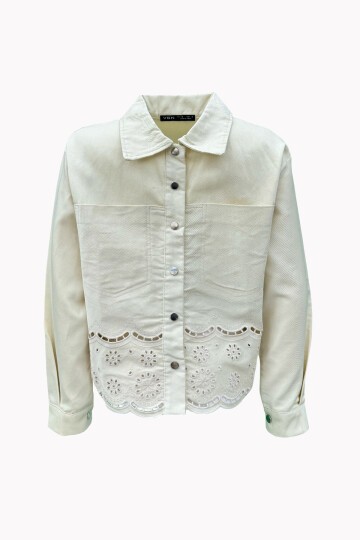 Bej Fisto Denim Ceket