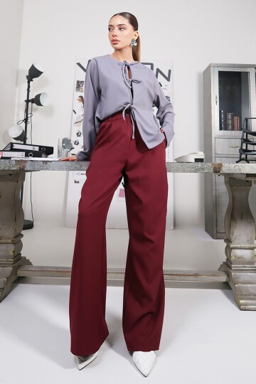 Bordo Wide Leg Pantolon