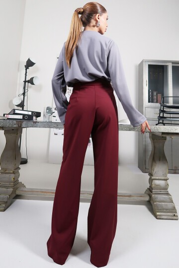 Bordo Wide Leg Pantolon