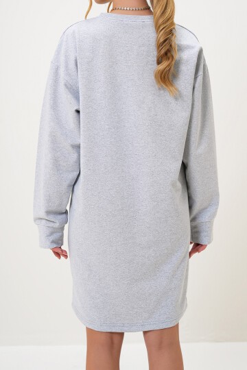 Grimelanj Bisiklet Yaka Sweatshirt Elbise